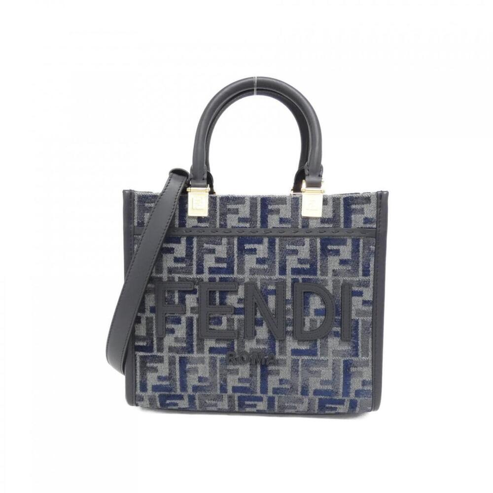 Fendi Sunshine tote bag blue FF monogram jacquard
